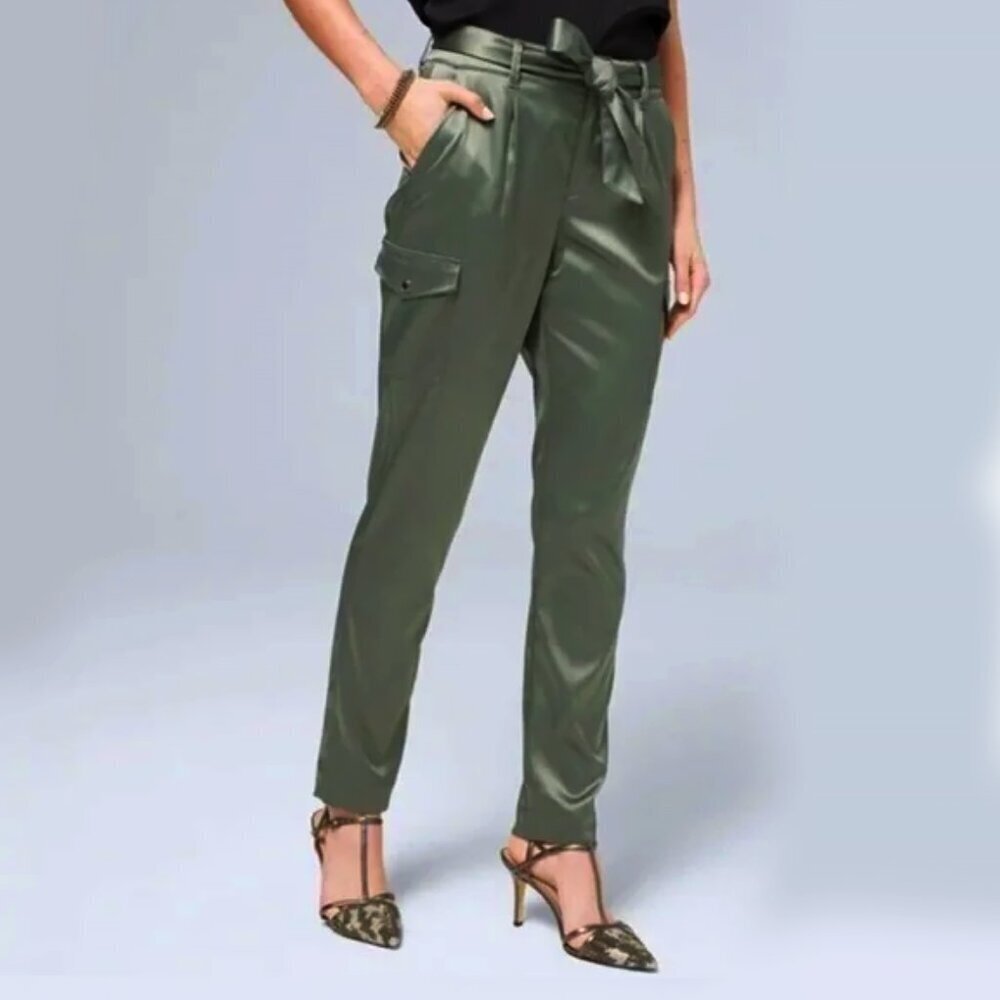 WHBM Luxe Satin Ankle Cargo Pants